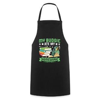 Ma perruche a mangé ses devoirs - Tablier de cuisine - noir - Devant - AI Model Male 185 dark (185cm)
