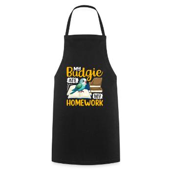 Ma perruche a mangé les devoirs - Tablier de cuisine - noir - Devant - AI Model Male 185 dark (185cm)