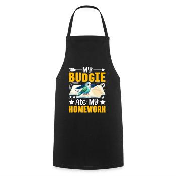 Ma perruche a mangé ses devoirs - Tablier de cuisine - noir - Devant - AI Model Male 185 dark (185cm)