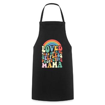 Mama Muttertag geliebt, selbstlos, beschützerin - Kochschürze - Schwarz - Vorne - AI Model Male 185 dark (185cm)