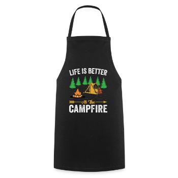 Life is better around the campfire - Cooking Apron - black - Front - AI Model Male 185 dark (185cm)