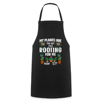 MY PLANTS ARE ROOTING FOR ME - Cooking Apron - black - Front - AI Model Male 185 dark (185cm)