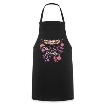 Papillon Directrice École Retraite - Tablier de cuisine - noir - Devant - AI Model Male 185 dark (185cm)