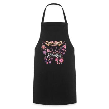 Papillon Femme Pharmacienne Retraite - Tablier de cuisine - noir - Devant - AI Model Male 185 dark (185cm)