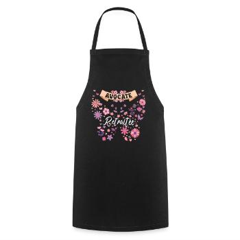 Papillon Fleurs Femme Avocate Retraite - Tablier de cuisine - noir - Devant - AI Model Male 185 dark (185cm)