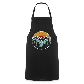 Berggrafik Retro Natur Wald - Kochschürze - Schwarz - Vorne - AI Model Male 185 dark (185cm)