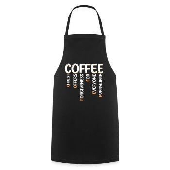 Humour Café Chrétien Voyage Chrétien - Tablier de cuisine - noir - Devant - AI Model Male 185 dark (185cm)