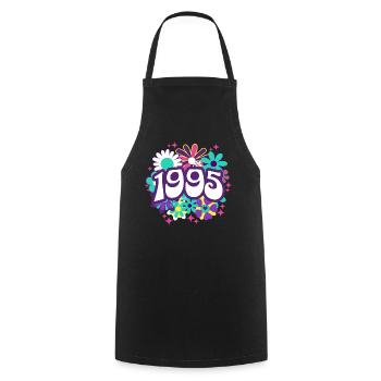 Retro Groovy Year 1995 Women 30 Years Birthday - Cooking Apron - black - Front - AI Model Male 185 dark (185cm)