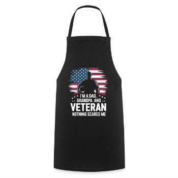 Soldat militaire vétéran - Tablier de cuisine - noir - Devant - AI Model Male 185 dark (185cm)