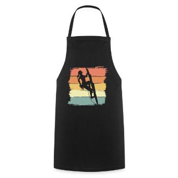 Climbing women retro vintage - Cooking Apron - black - Front - AI Model Male 185 dark (185cm)