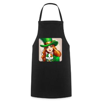 Leprechaun de la Saint-Patrick avec chat - Tablier de cuisine - noir - Devant - AI Model Male 185 dark (185cm)