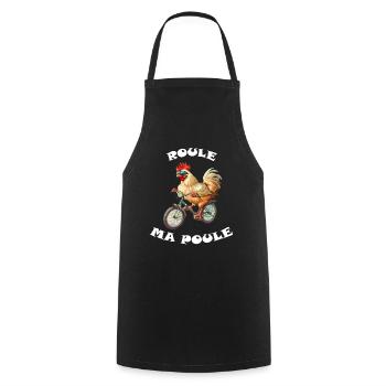 Roule ma poule, poule sur un velo, humour cycliste - Tablier de cuisine - noir - Devant - AI Model Male 185 dark (185cm)