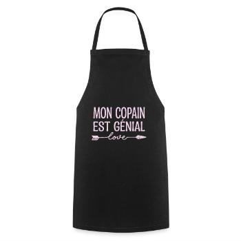 Mon Copain est génial, cadeau copain.cadeau copine - Tablier de cuisine - noir - Devant - AI Model Male 185 dark (185cm)