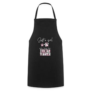 Tibetan Terrier - Cooking Apron - black - Front - AI Model Male 185 dark (185cm)