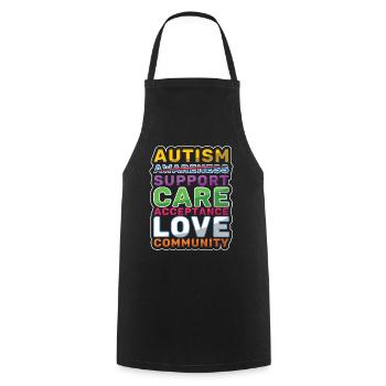 Support Care Love Colorful Puzzle Autism Awareness - Cooking Apron - black - Front - AI Model Male 185 dark (185cm)
