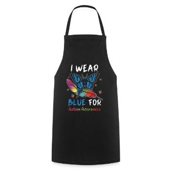 Puzzle coloré avril bleu pour la sensibilisation à l’autisme - Tablier de cuisine - noir - Devant - AI Model Male 185 dark (185cm)