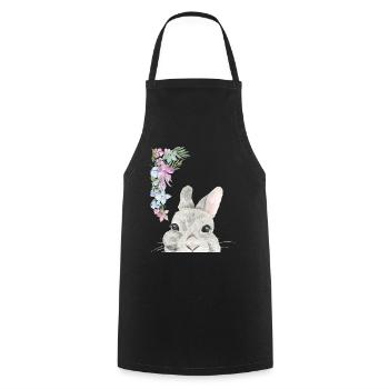 Rabbit's head with flowers - Cooking Apron - black - Front - AI Model Male 185 dark (185cm)