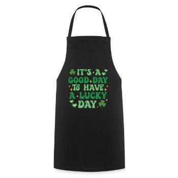 C’est une bonne journée pour avoir un jour de chance - Tablier de cuisine - noir - Devant - AI Model Male 185 dark (185cm)