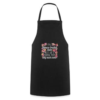 Maman de chien à crête chinoise - Tablier de cuisine - noir - Devant - AI Model Male 185 dark (185cm)