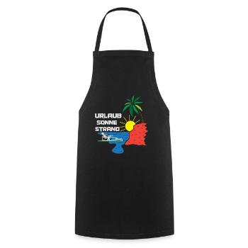 Urlaub Sonne Strand Skelett Meer Sonne Palme - Kochschürze - Schwarz - Vorne - AI Model Male 185 dark (185cm)