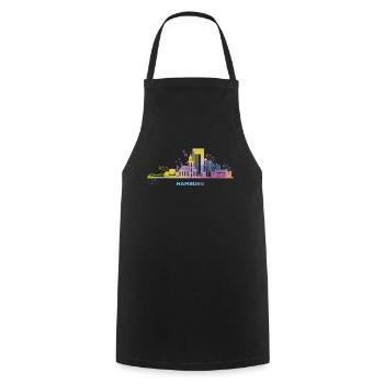 Hamburg Skyline Colorful Cityscape Hamburg - Cooking Apron - black - Front - AI Model Male 185 dark (185cm)