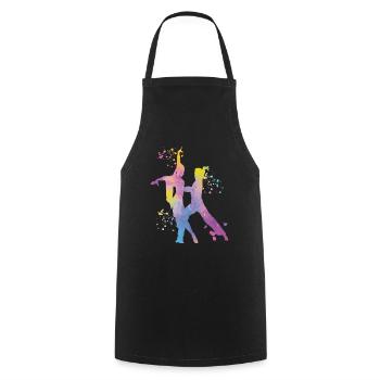 Latin Dancing Couple Watercolor Dancer - Cooking Apron - black - Front - AI Model Male 185 dark (185cm)