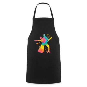 Latin Dancing Couple Watercolor Dancer - Cooking Apron - black - Front - AI Model Male 185 dark (185cm)