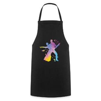 Latin Dancing Couple Watercolor Dancer - Cooking Apron - black - Front - AI Model Male 185 dark (185cm)
