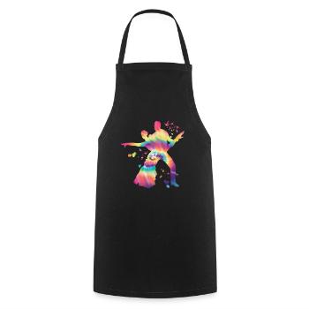 Latin Dancing Couple Watercolor Dancer - Cooking Apron - black - Front - AI Model Male 185 dark (185cm)