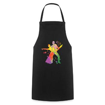 Latin Dancing Couple Watercolor Dancer - Cooking Apron - black - Front - AI Model Male 185 dark (185cm)
