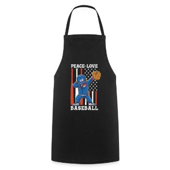 Les filles de la paix aiment le baseball - Tablier de cuisine - noir - Devant - AI Model Male 185 dark (185cm)