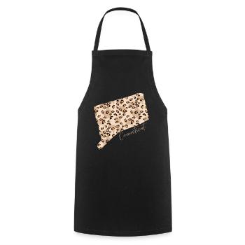 Leopardenmuster Karte Staat Cenneticut - Kochschürze - Schwarz - Vorne - AI Model Male 185 dark (185cm)