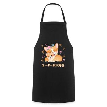 J’aime les corgis, chère maman, chien - Tablier de cuisine - noir - Devant - AI Model Male 185 dark (185cm)