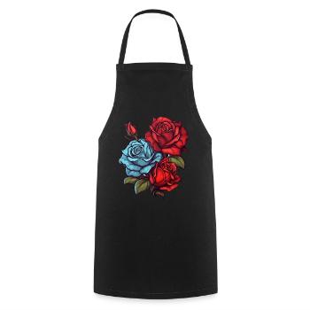 Beautiful roses - Cooking Apron - black - Front - AI Model Male 185 dark (185cm)