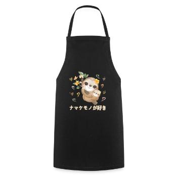 J’aime les paresseux aiment maman paresseux - Tablier de cuisine - noir - Devant - AI Model Male 185 dark (185cm)