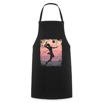 Volleyball Joueur Retro Beach Volleyball - Tablier de cuisine - noir - Devant - AI Model Male 185 dark (185cm)