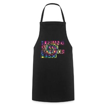 Mari Papa Protecteur Héros Fête des pères - Tablier de cuisine - noir - Devant - AI Model Male 185 dark (185cm)