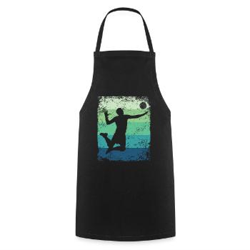 Volleyball Joueur Retro Beach Volleyball - Tablier de cuisine - noir - Devant - AI Model Male 185 dark (185cm)