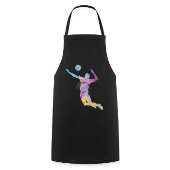 Volleyball players children beach volleyball - Cooking Apron - black - Front - AI Model Male 185 dark (185cm)