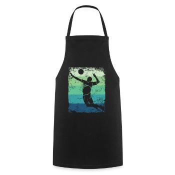 Volleyball Joueur Retro Beach Volleyball - Tablier de cuisine - noir - Devant - AI Model Male 185 dark (185cm)