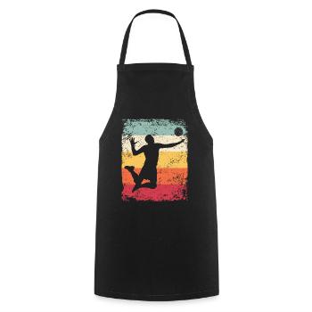 Volleyball Player Retro Beach Volleyball - Cooking Apron - black - Front - AI Model Male 185 dark (185cm)