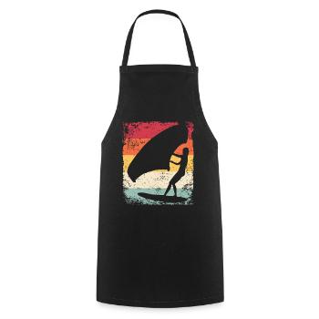 Flügelfolie Wingsurfing Retro-folie Flügel - Kochschürze - Schwarz - Vorne - AI Model Male 185 dark (185cm)