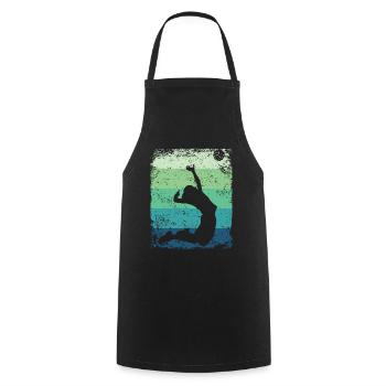 Volleyball Joueur Retro Beach Volleyball - Tablier de cuisine - noir - Devant - AI Model Male 185 dark (185cm)