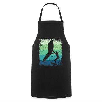Flügelfolie Wingsurfing Retro-folie Flügel - Kochschürze - Schwarz - Vorne - AI Model Male 185 dark (185cm)