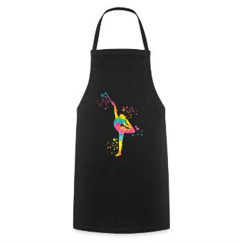 Gymnast with Baton Rhythmic gymnastics - Cooking Apron - black - Front - AI Model Male 185 dark (185cm)