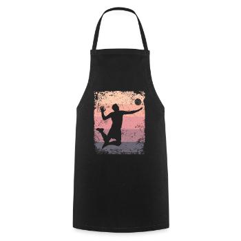 Volleyball Joueur Retro Beach Volleyball - Tablier de cuisine - noir - Devant - AI Model Male 185 dark (185cm)