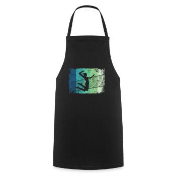 Volleyball Joueur Retro Beach Volleyball - Tablier de cuisine - noir - Devant - AI Model Male 185 dark (185cm)