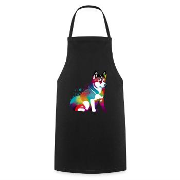 Akita Inu Hund Bunte Farben Regenbogen Kunst - Kochschürze - Schwarz - Vorne - AI Model Male 185 dark (185cm)