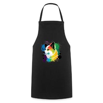 Akita Inu Hund Bunte Farben Regenbogen Kunst - Kochschürze - Schwarz - Vorne - AI Model Male 185 dark (185cm)