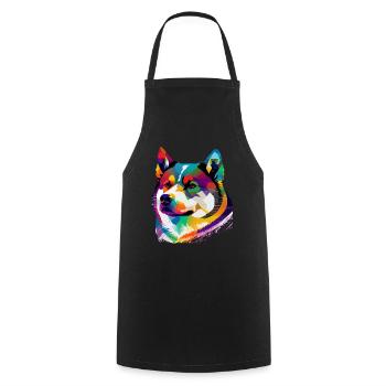 Akita Inu Hund Bunte Farben Regenbogen Kunst - Kochschürze - Schwarz - Vorne - AI Model Male 185 dark (185cm)